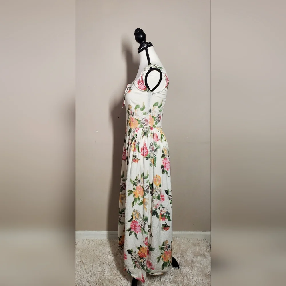 Tach Shisha Linen Floral Maxi Dress Multicolor Size XS - Picture 8 of 15